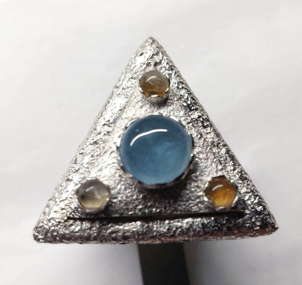 Anello Argento Acquamarina ed Aragonite