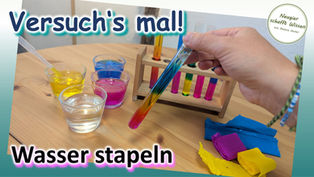 Farbiges Wasser stapeln - Experimente für Kinder
