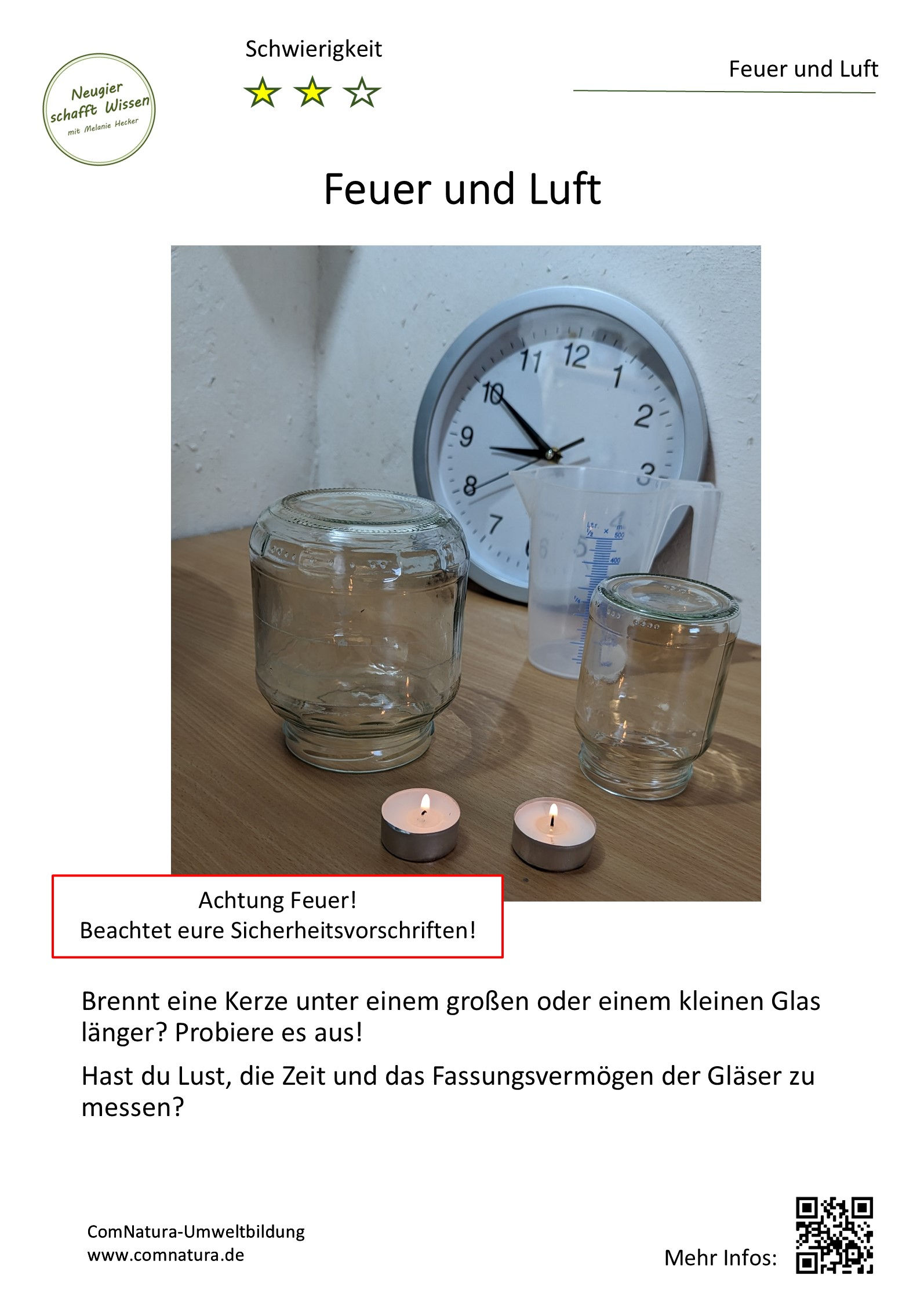 Luftexperimente - CO2 und Atemluft, 4 Experimentierkarten