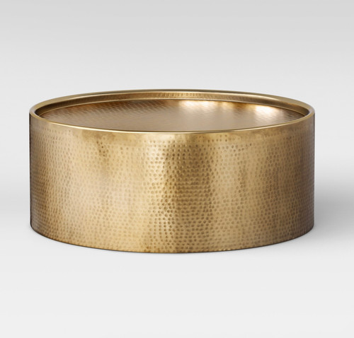 Gold Drum Coffee Table | Supply Event Rentals