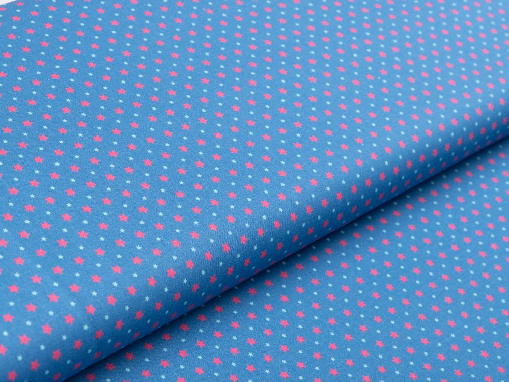 Baumwolle blau, rosa Sterne