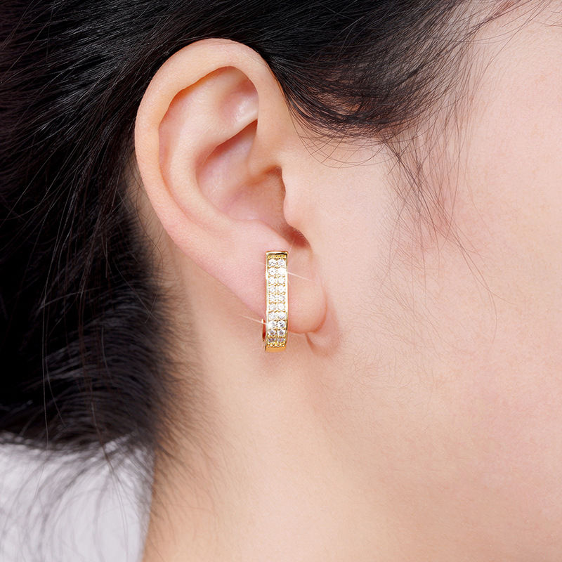 Thumbnail: Huitan Unique Design Hoop Earrings Women Hollow Out Irregular Gold Color Earring