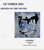 JAZZ, a playful blue and black abstract painting, won the SAPPHIRE ARTIST OF OCTOBER