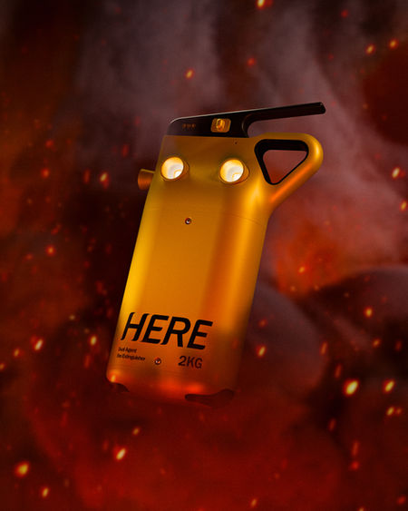 'HERE' Fire Extinguisher Smoke Exercise