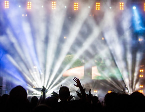 People raising hands at a concert
