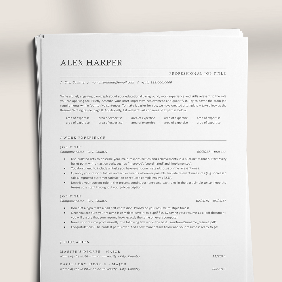 Resume Template - One-Page CV