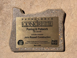 Excellence in Concrete Award plaque for Paving & Flatwork, The Labyrinth, Corbett Oregon, mounted on
