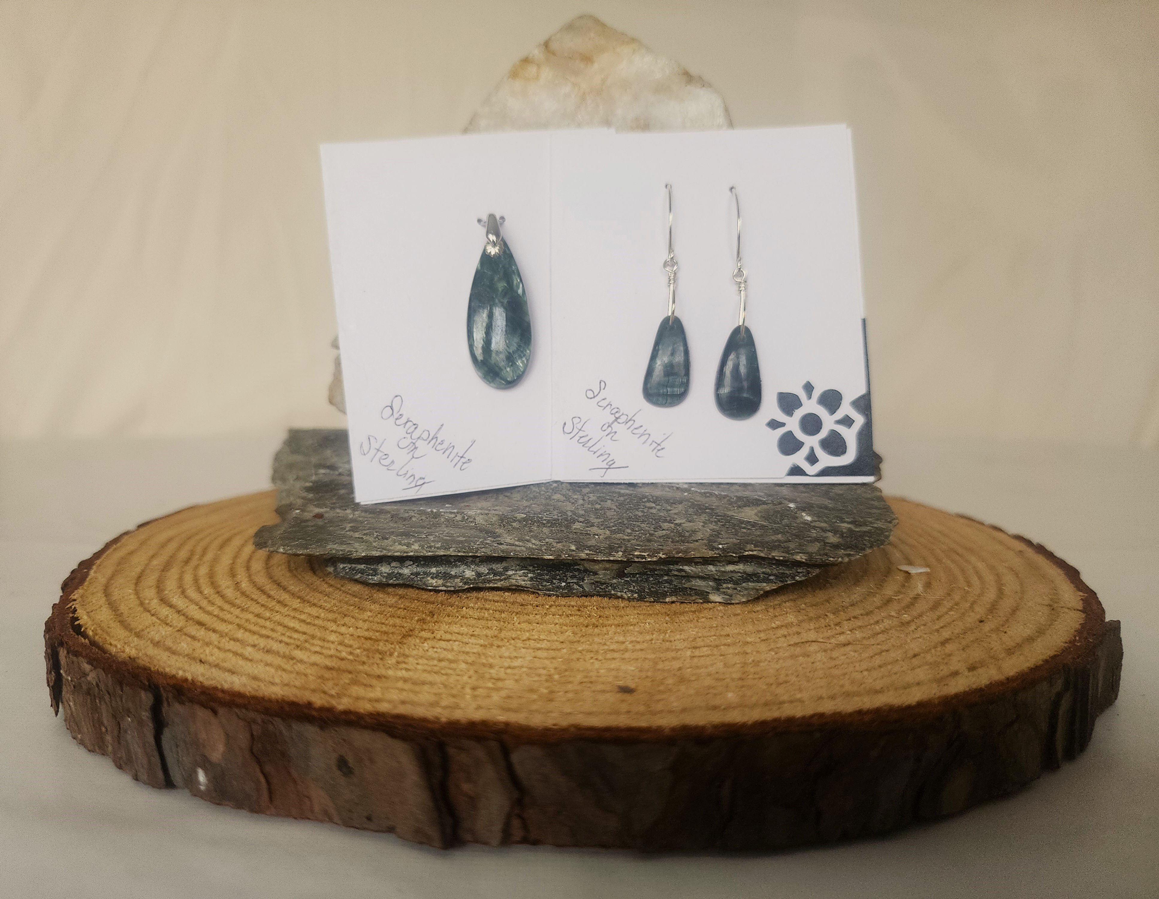 Heavenly Seraphinite Pendant and Earring Set