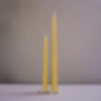 Serene's pure beeswax taper candles, 18cm and 24cm Twirl design in candle holders.