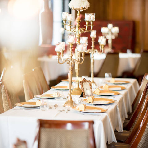 Fine dining table set for a wedding.