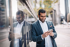 businessman using mobile app on smart phone