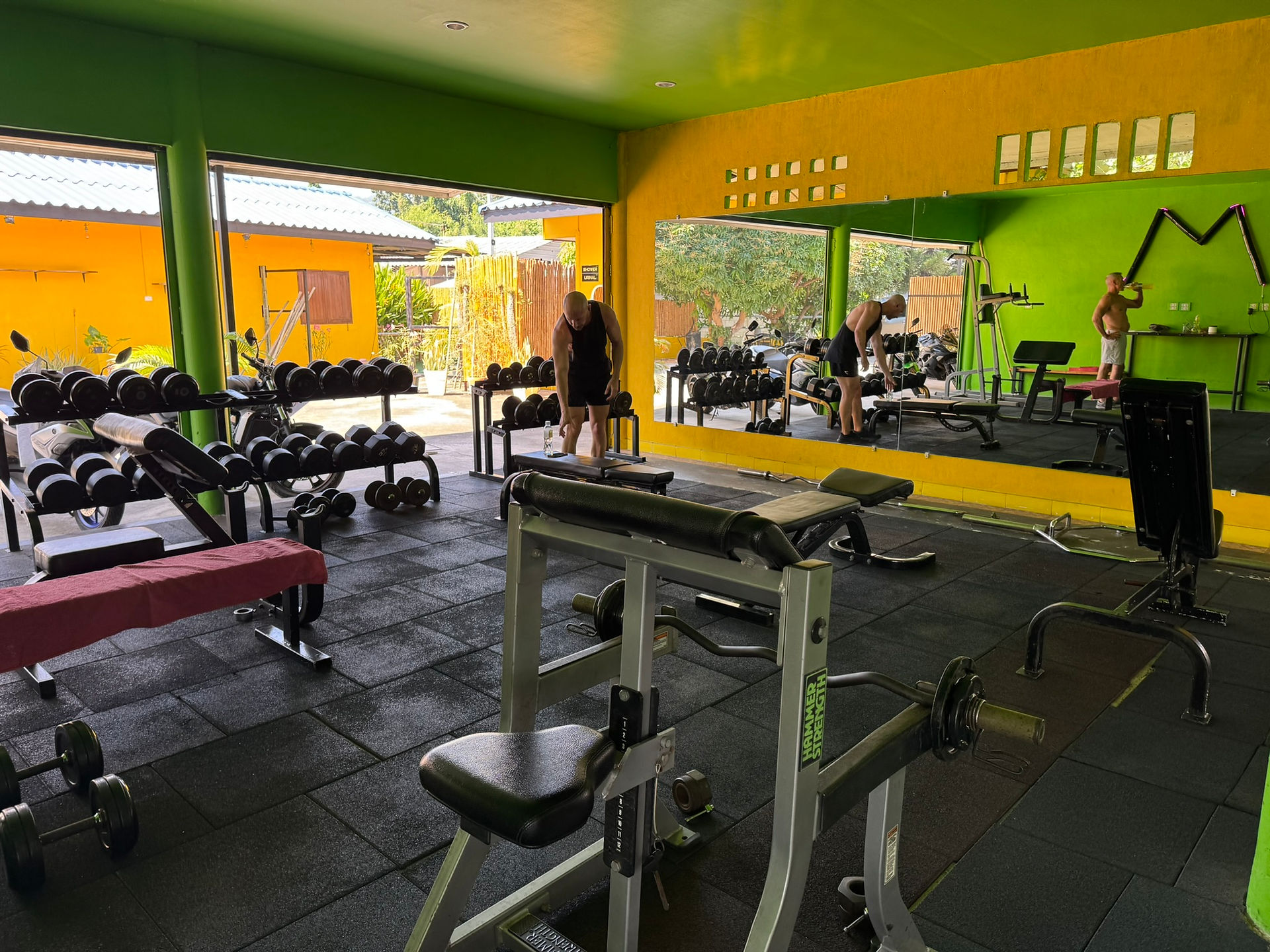 Free weight area inside cover