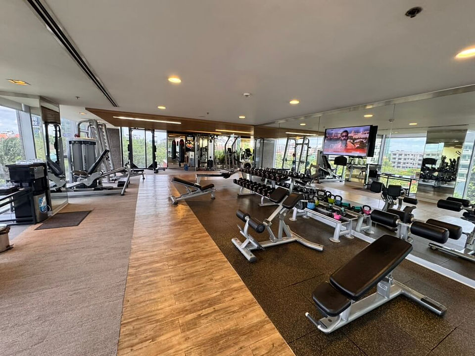 Free weight area at the gym Crowne Plaza Vientiane