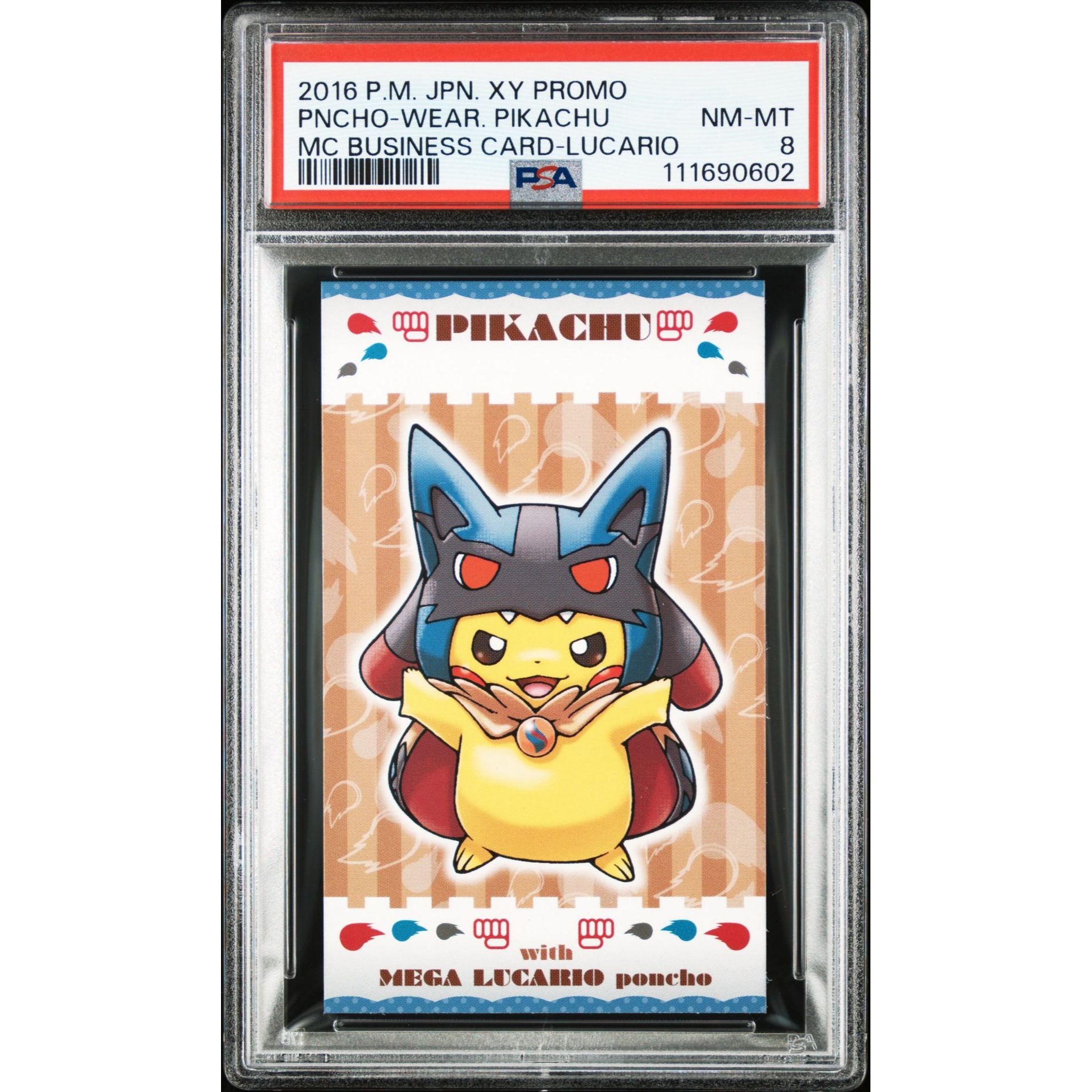 PONCHO Wearing Pikachu MEGA Lucario XY PROMO MEGA Campaign (Japanese) PSA 8