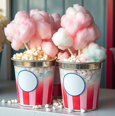 popcorn cotton candy in tubs for sale