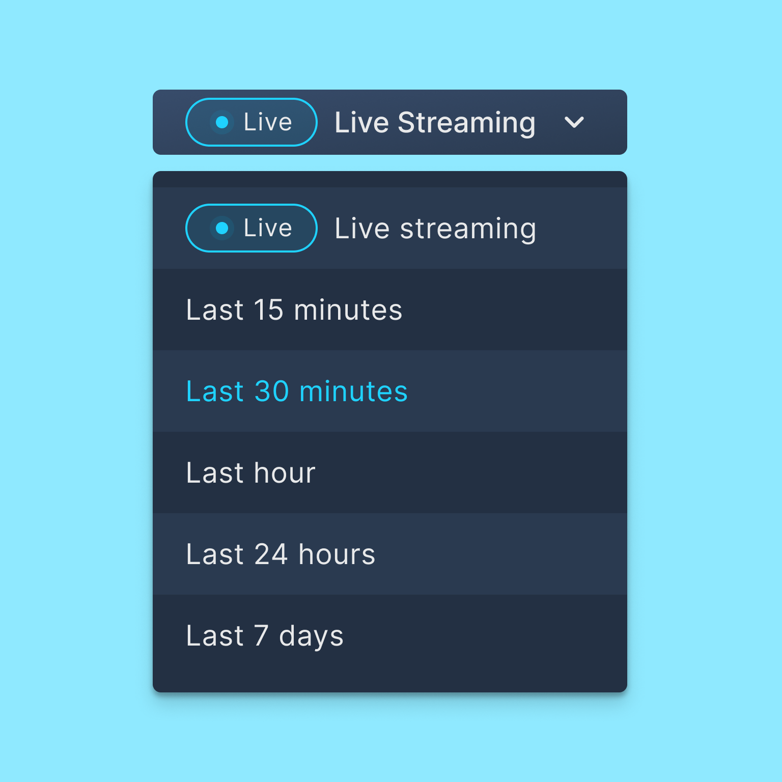 Live streaming dropdown