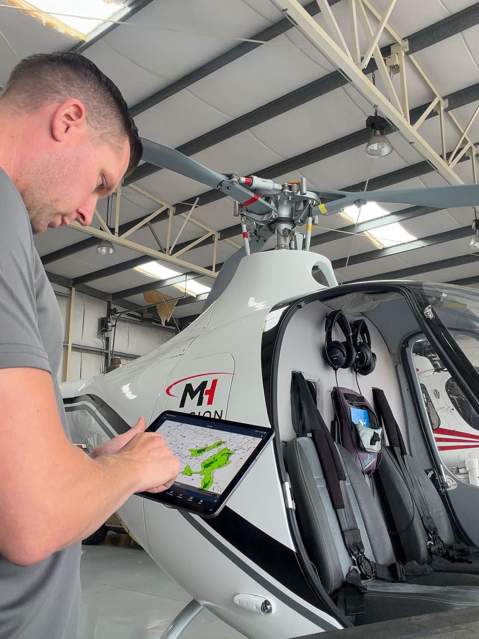Mission Helicopters pre flight briefing of weather in San Diego