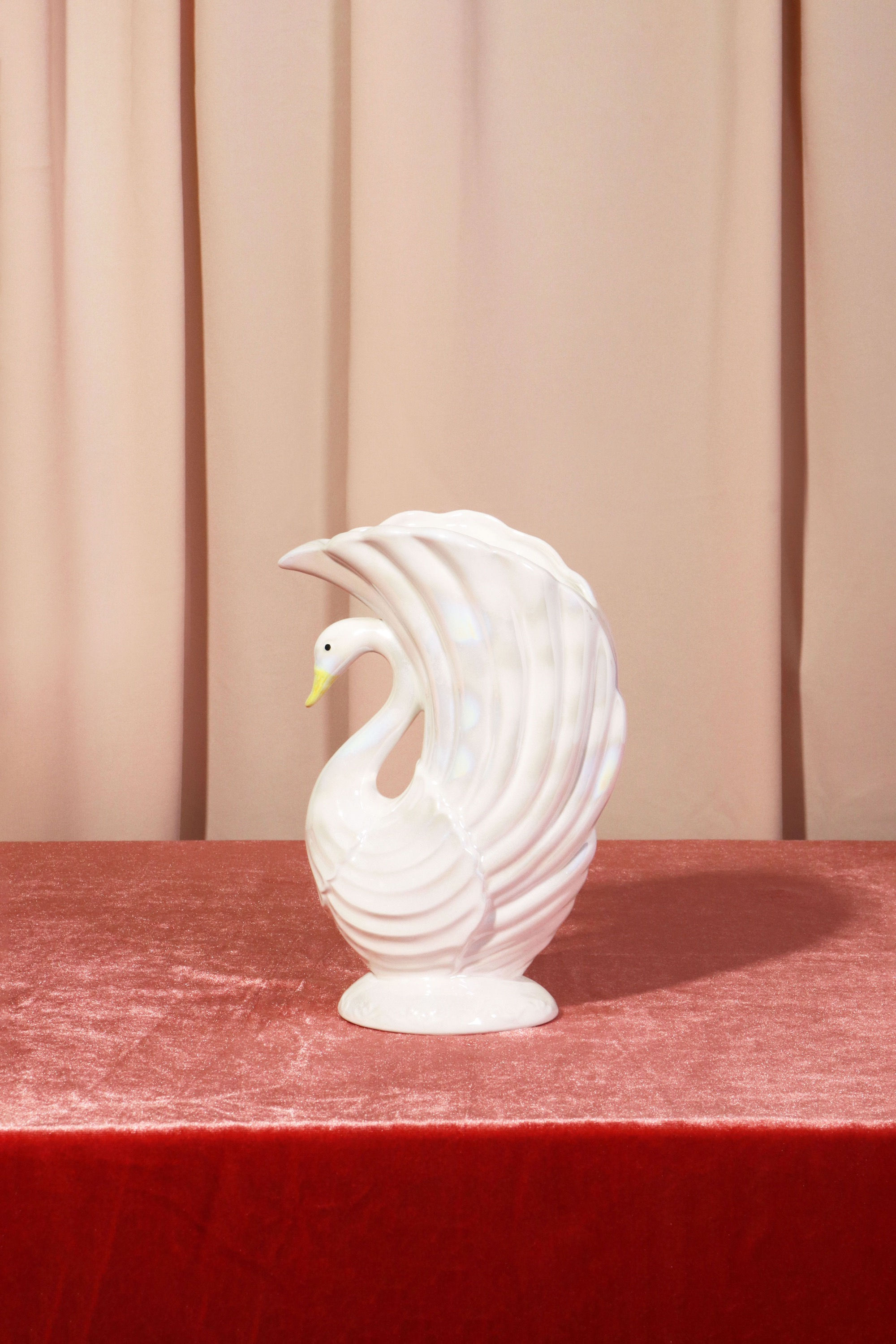 Vintage Opalescent Swan Vase