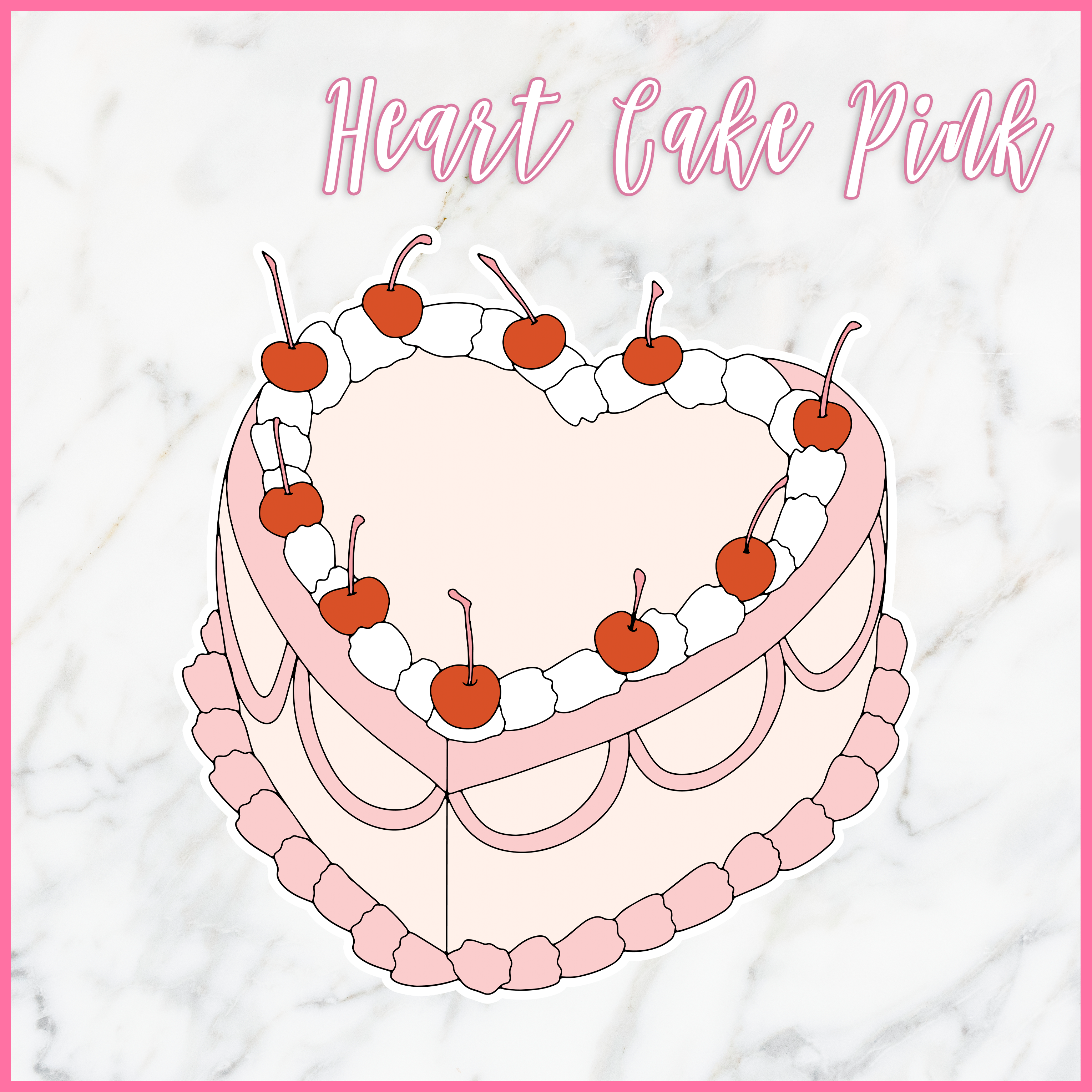Heart Cake Pink Die Cut