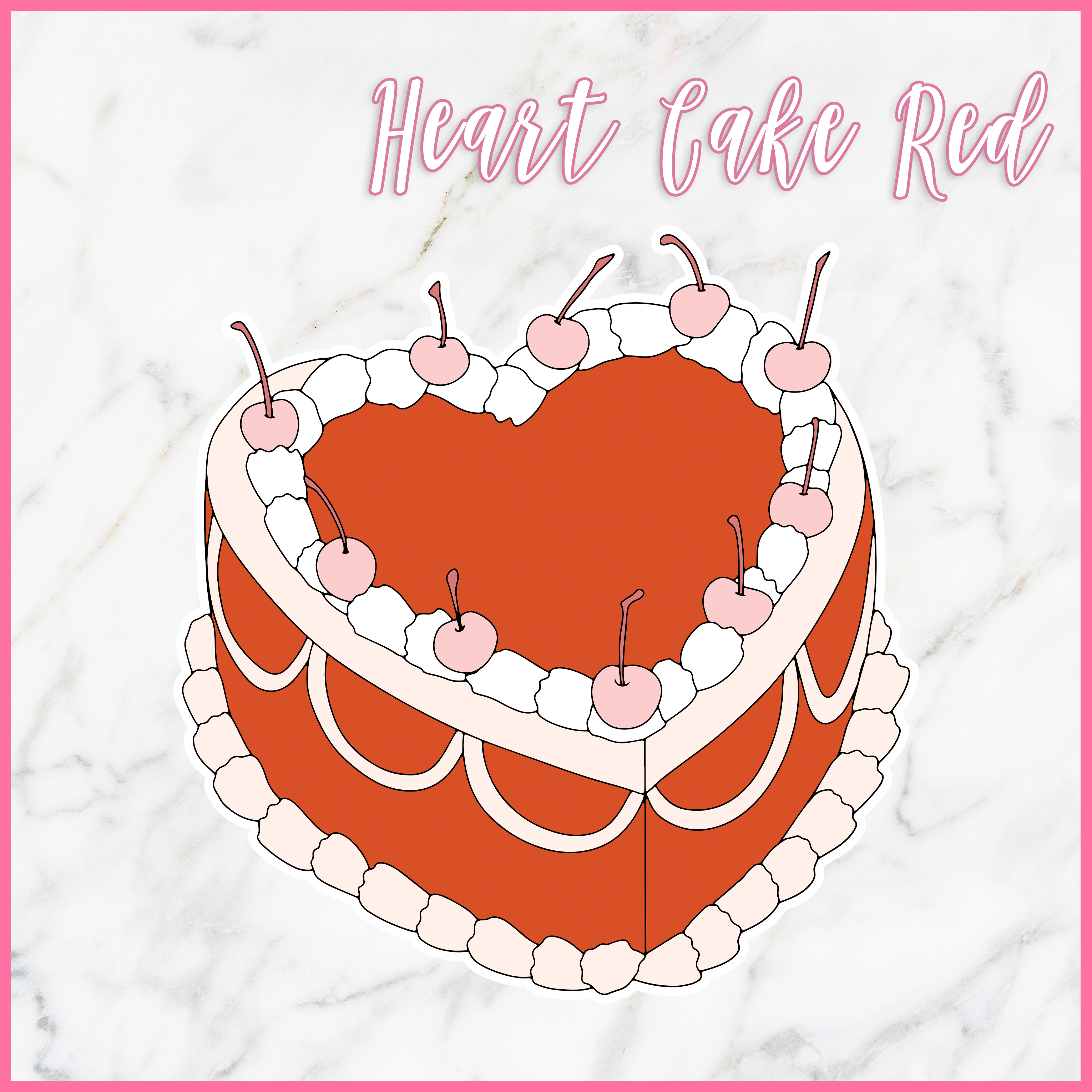 Heart Cake Red Die Cut