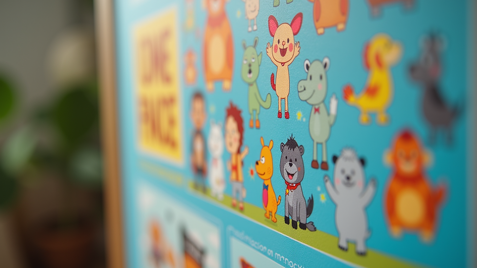 Close-up view of an eye-catching children's educational poster