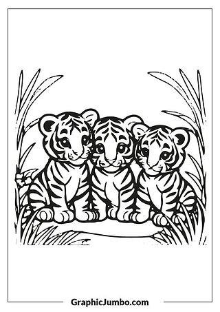 Printable Cute Baby Tiger Coloring Pages for Kids