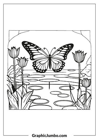 Butterfly garden coloring page