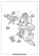 Cute Mermaid Coloring Pages