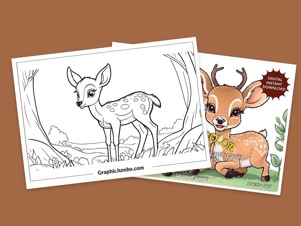 Cute Deer Coloring Page for Kids