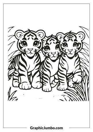 Printable Cute Baby Tiger Coloring Pages for Kids