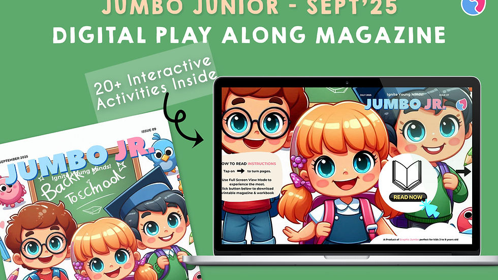 Back to School season is the perfect time to boost skills in Math, Science, and English - September Jumbo Junior Kids Mini Magazine