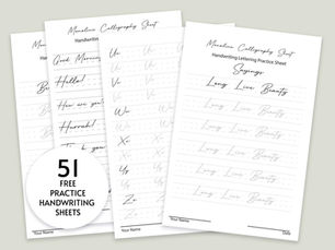 Unveil the Elegance: Dive into Monoline Cursive with Handwriting Practice Sheets!