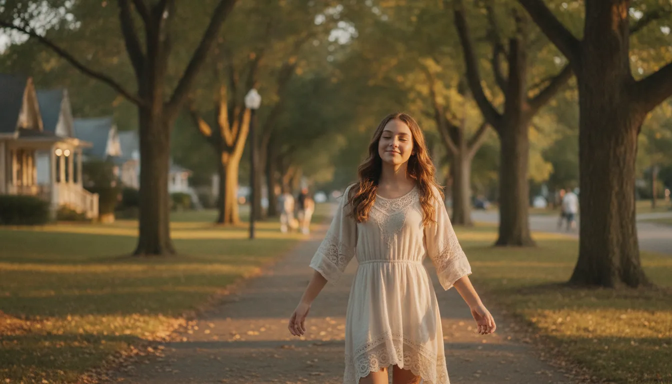 Teenager practicing self care goals with a peaceful outdoor walk