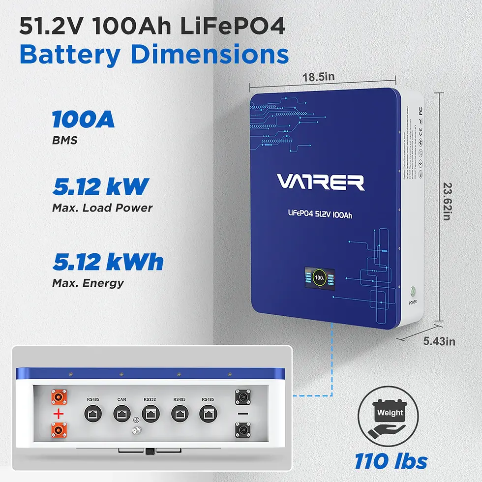 Miniatura: Batería de litio pared 5.12 kWh 51.2V 100Ah