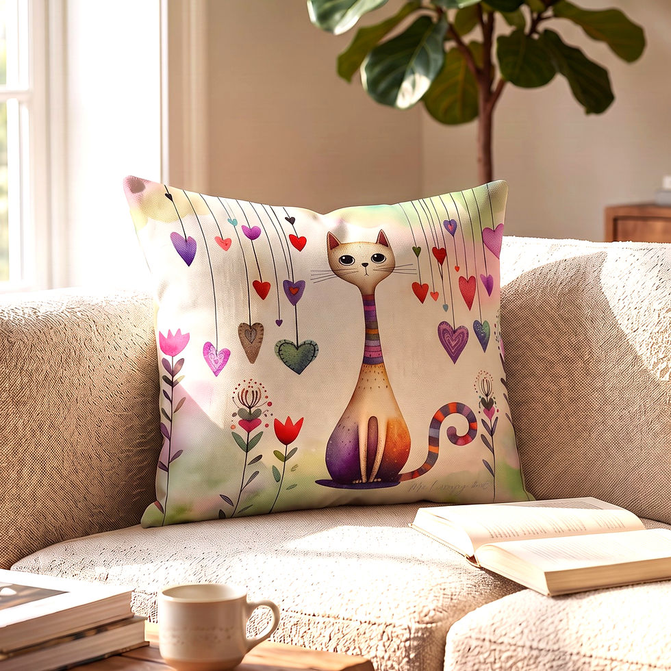 Thumbnail: Colourful Cats Cushion - Tall Cat