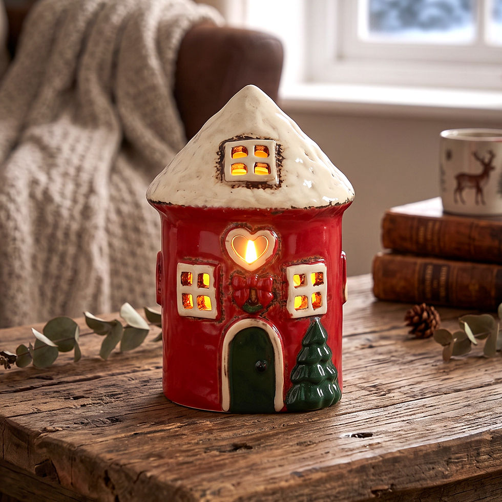 Miniatura: Village Pottery Round Christmas House Tealight