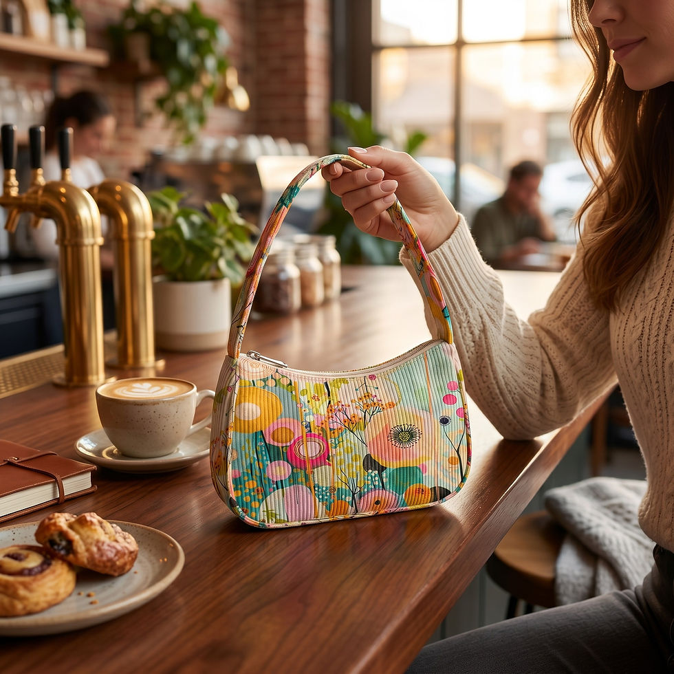 Miniatura: Chic Floral Lined Corduroy Shoulder/ Underarm Bag
