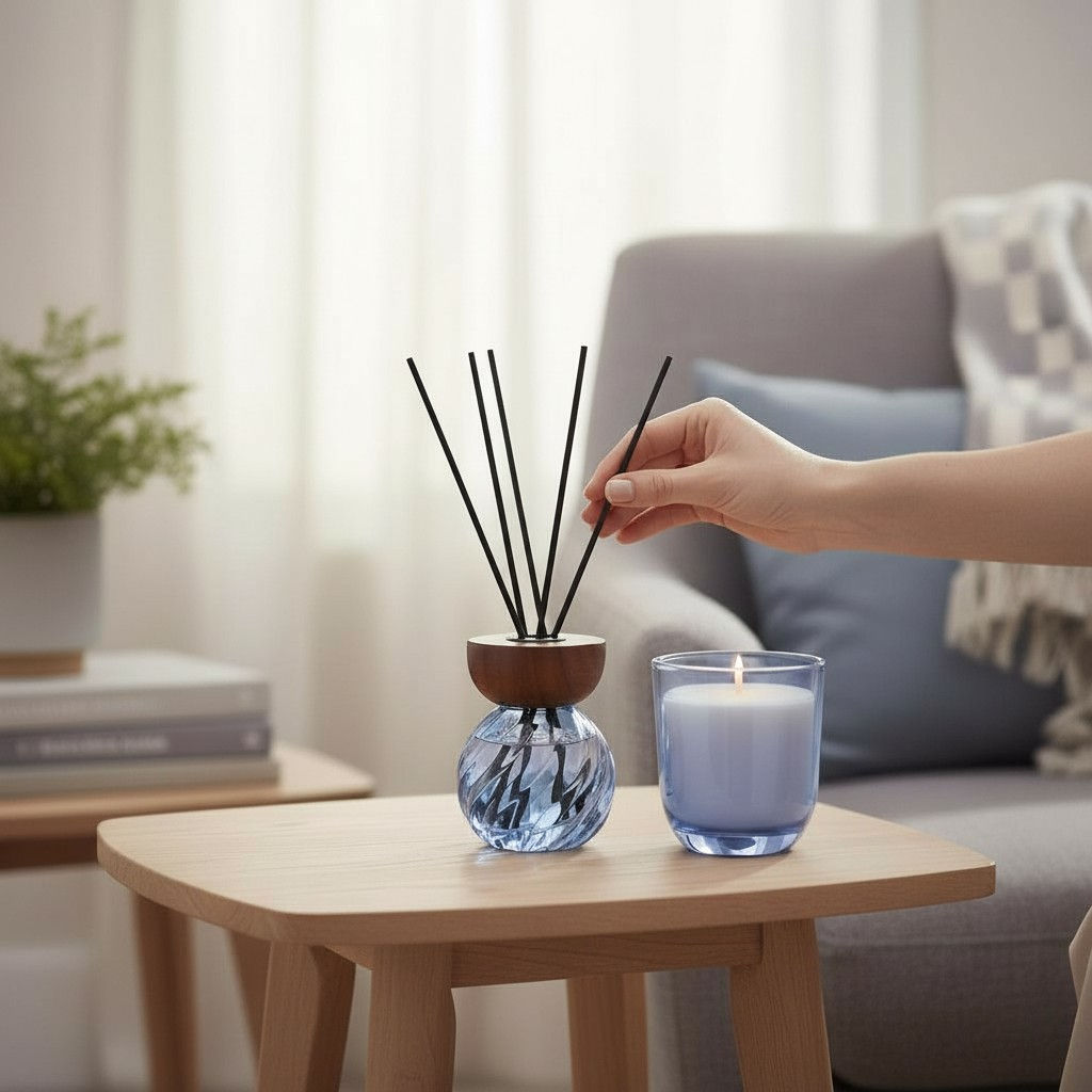 Swirl Glass Diffuser & Candle Set - Pomegranate Noir