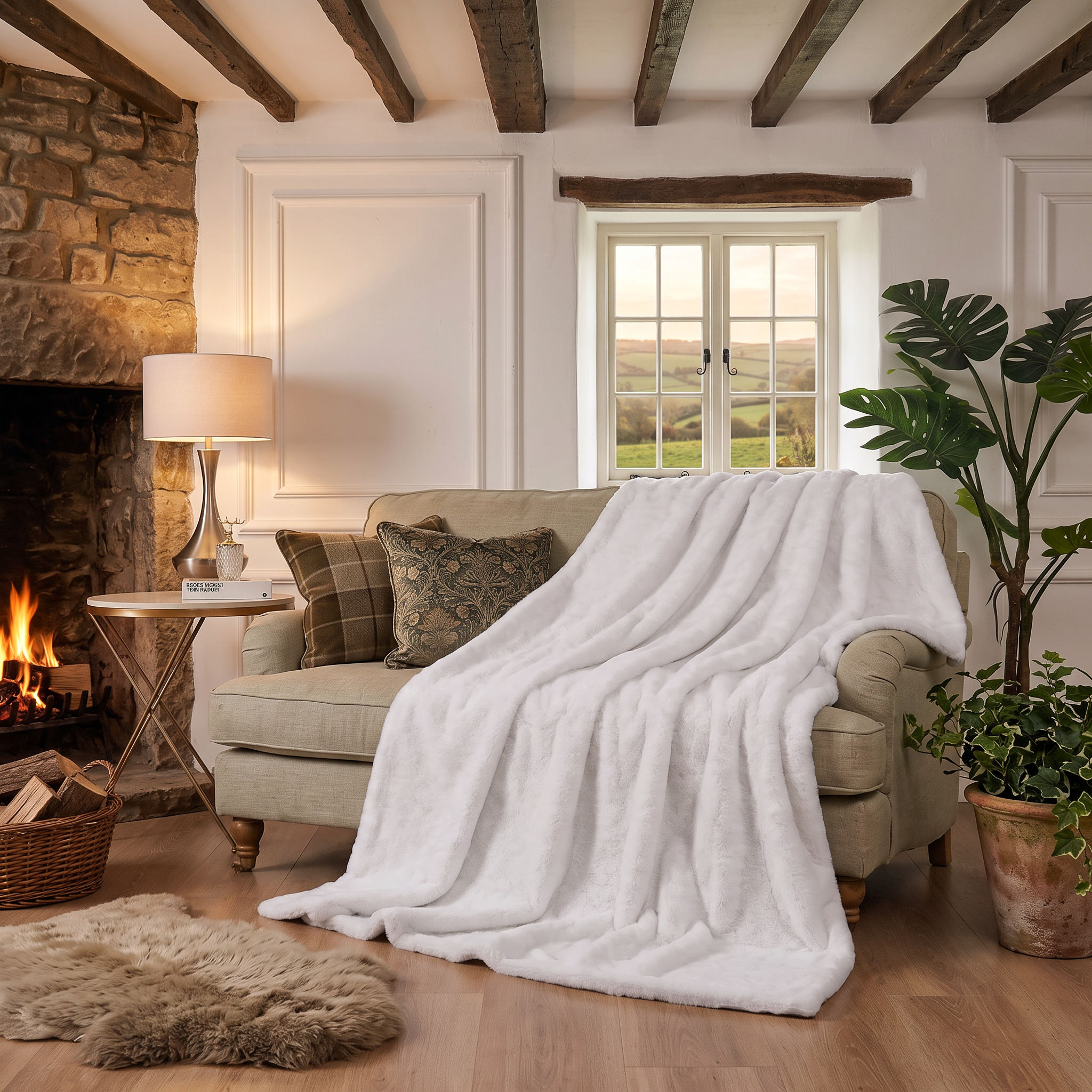 Shadow Faux Fur Throw Blanket - Silver