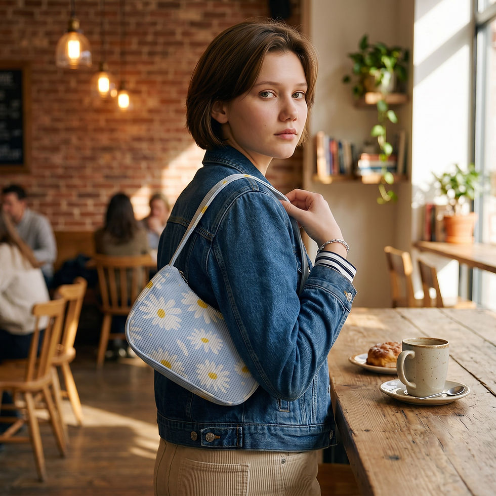 Pikkukuva: Daisy Lined Corduroy Shoulder/ Underarm Bag