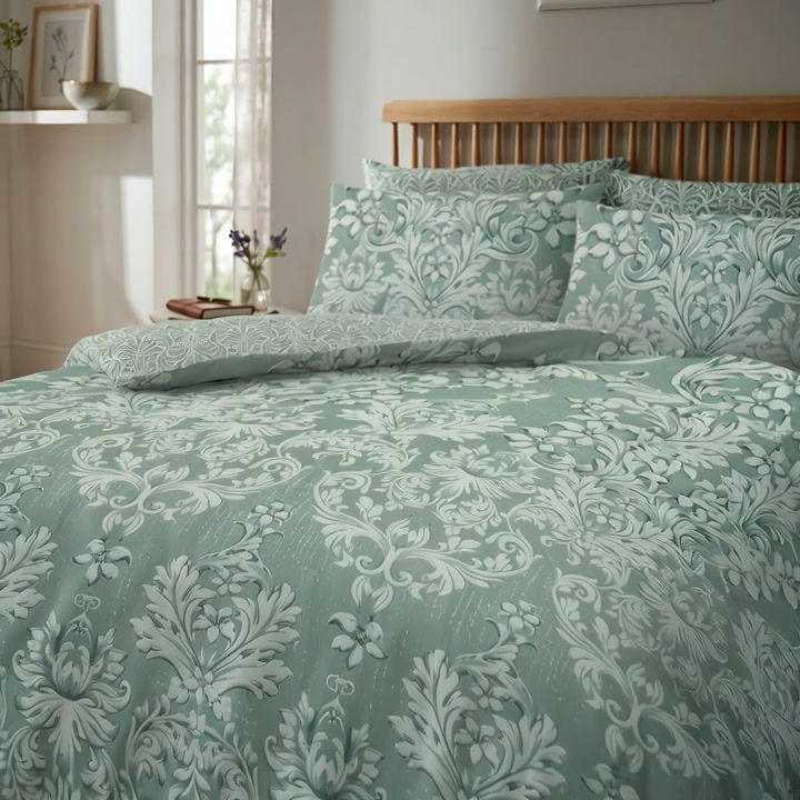 Миниатюра: Antoinette Floral Reversible Duvet Set - Duck Egg