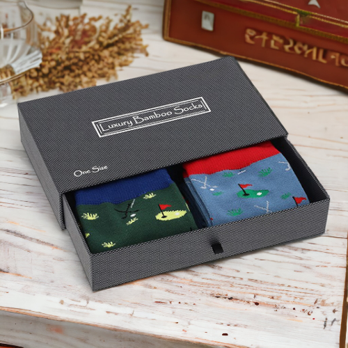 Mens Bamboo Socks - Gift Boxed Golf Design