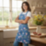 Climbing Rose Apron - Country Blue