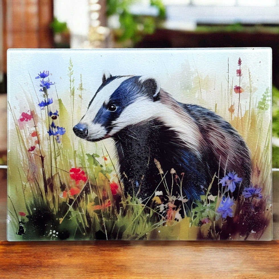 Миниатюра: Flower Meadow Badger Glass Cutting Board
