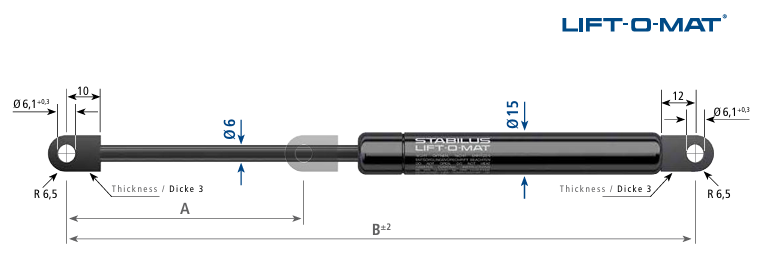 Miniatura: 192910 STABILUS MOLLA A GAS 50N