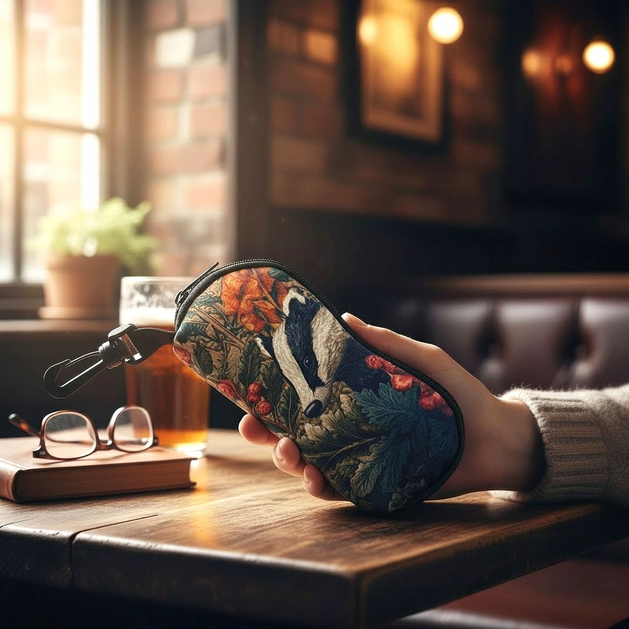 Sunglasses / Reading Glasses Zipped Case - William Morris Badger