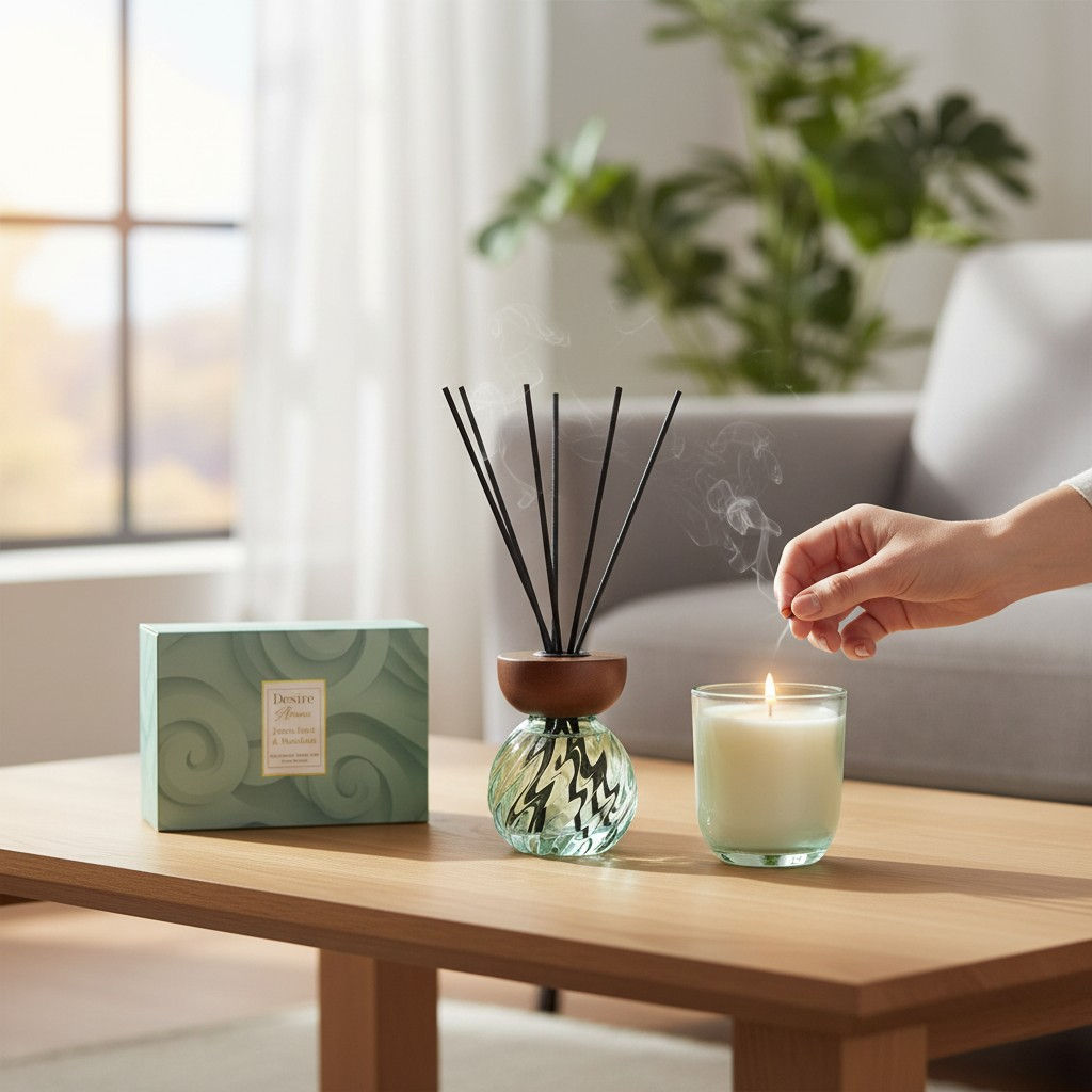 Swirl Glass Diffuser & Candle Set - Lime, Basil & Mandarin