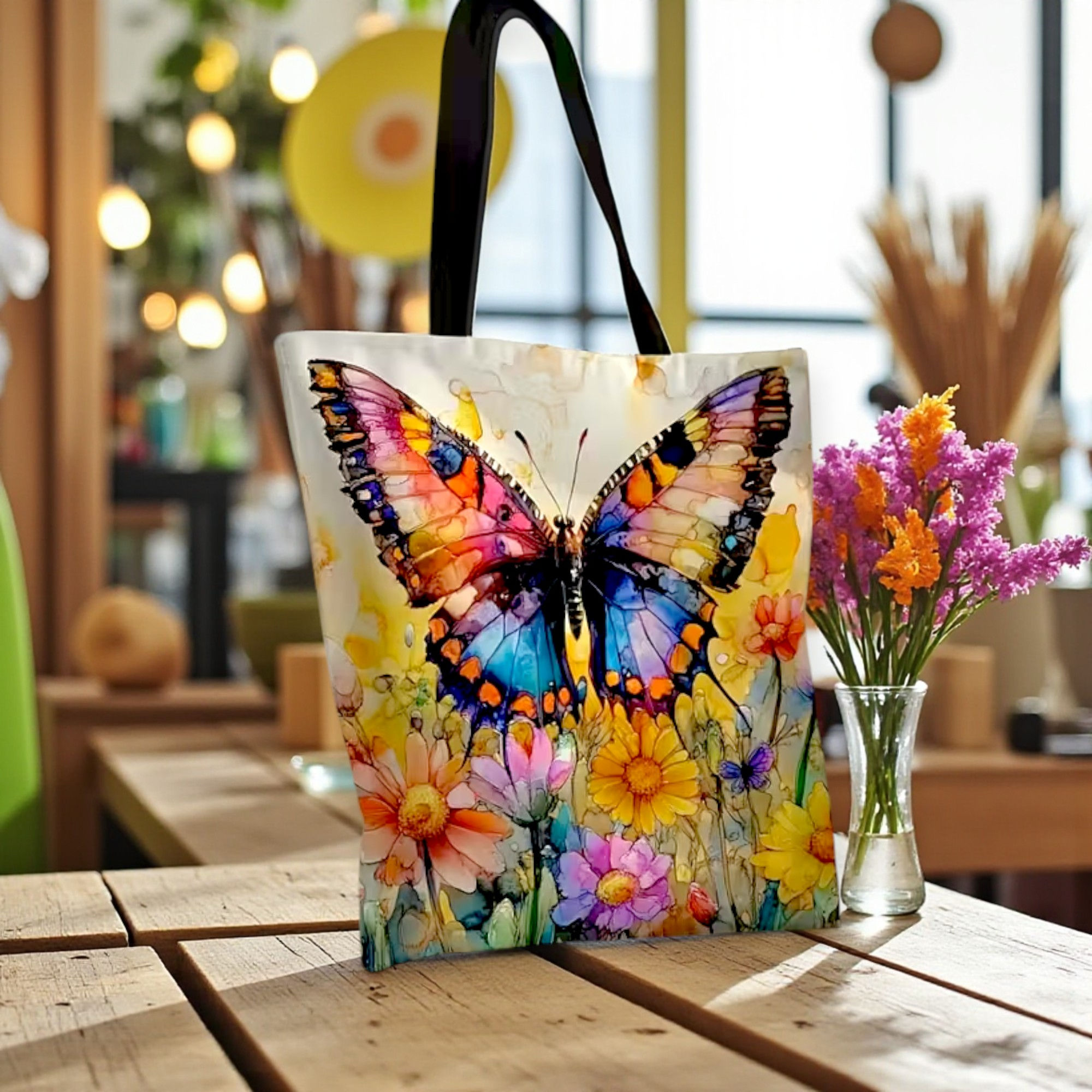Stylish Shopper Tote Bag - Butterfly Wings
