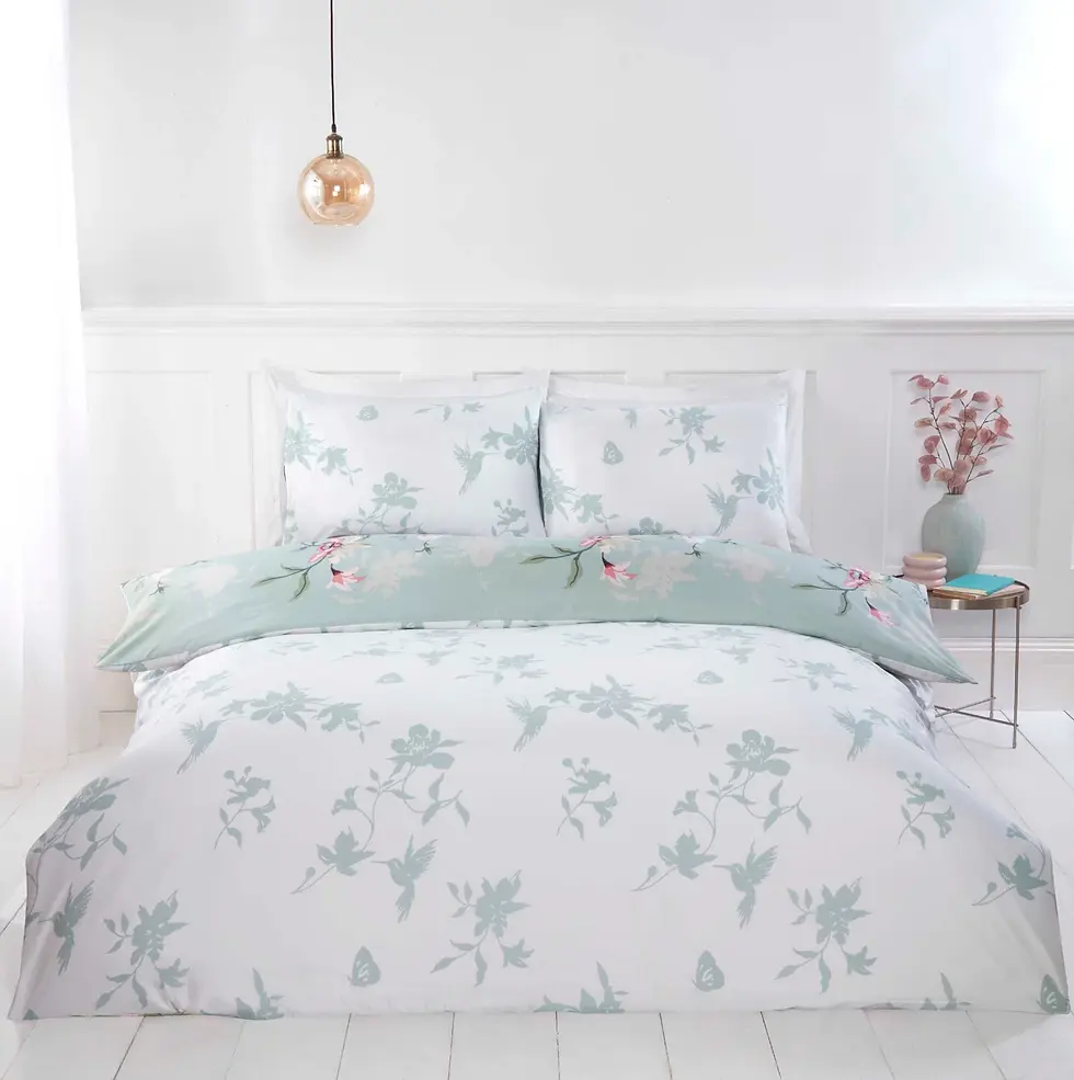 Miniaturebillede: Hummingbird Reversible Duvet Set - Green