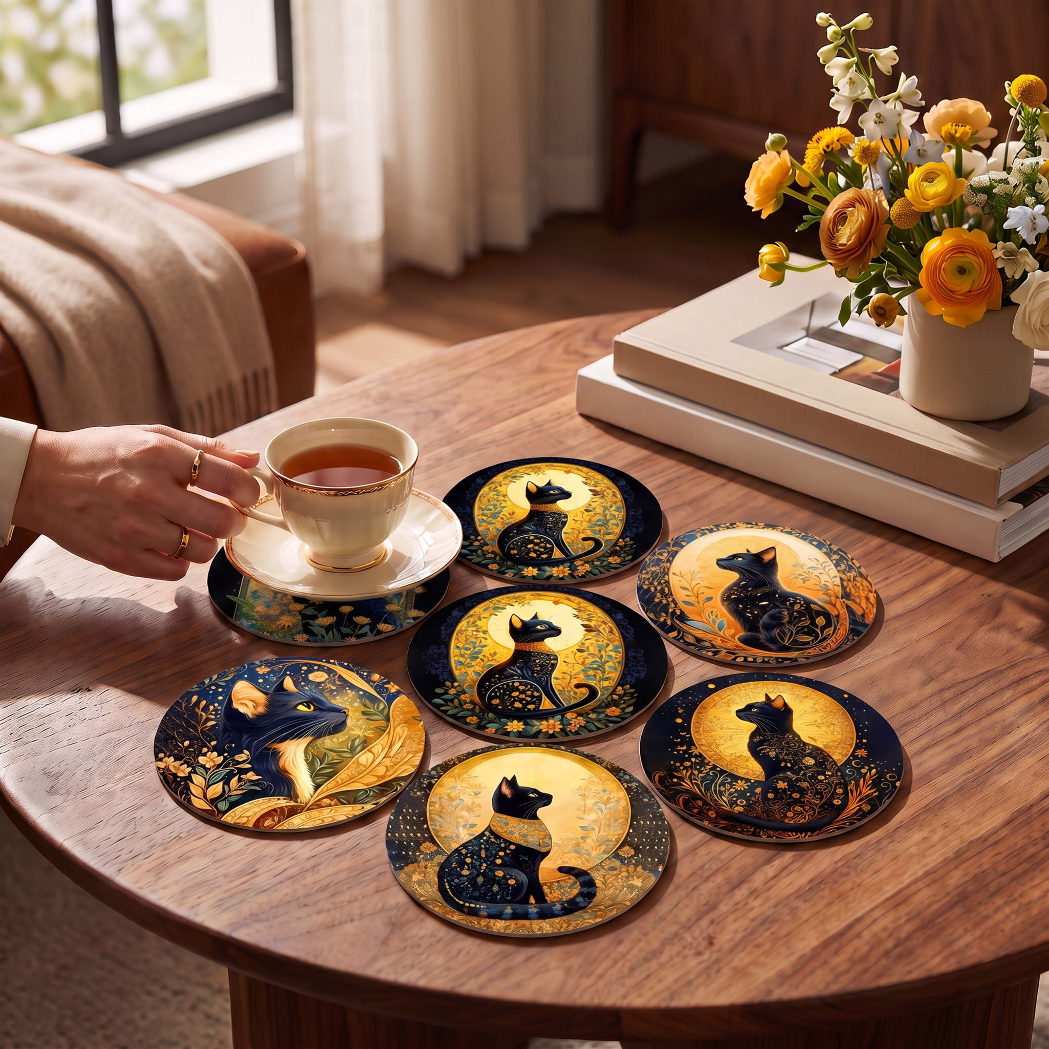 Black Cat - 6 pc Coaster Box Set